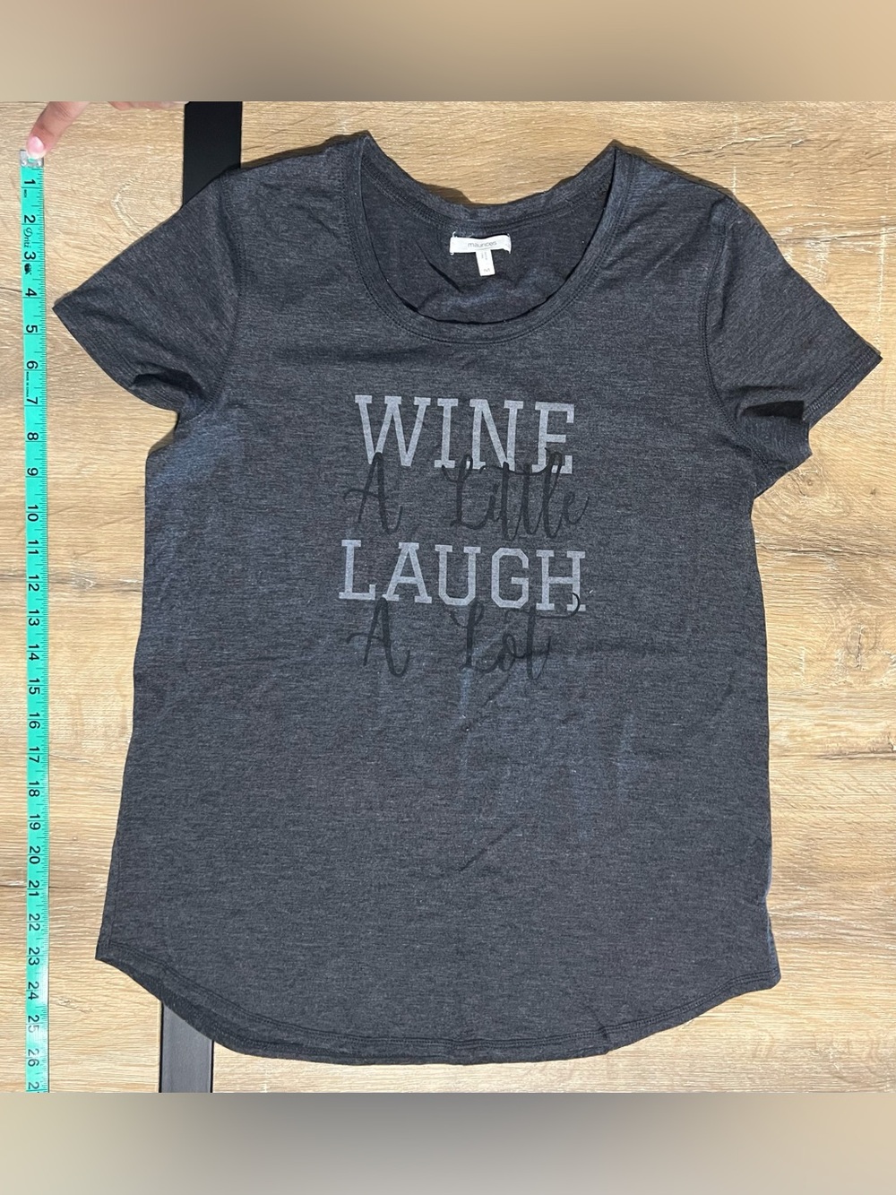 Maurices Charcoal Graphic Tee - Wine A Little Laugh A Lot